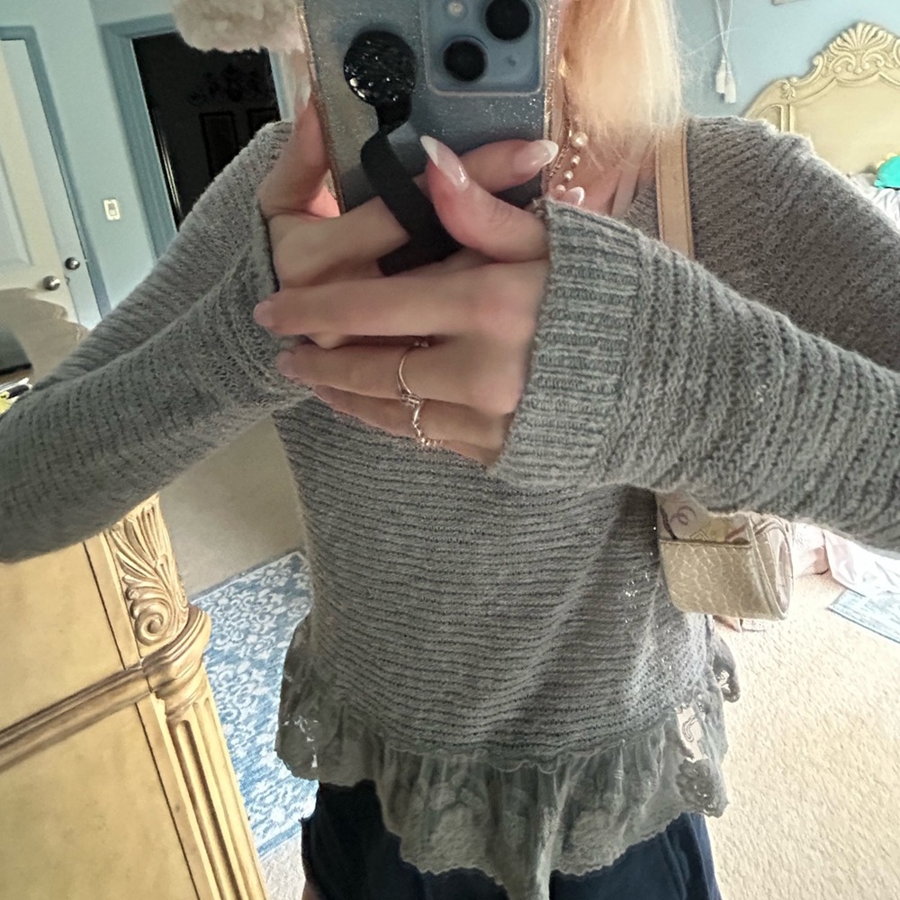 Y2k Abercrombie and fitch coquette babydoll Bella swan ruffle sweater - Picture 9 of 15